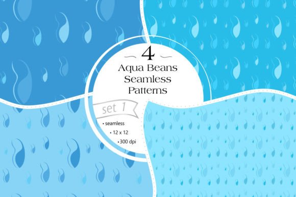 4 Aqua Beans Seamless Patterns