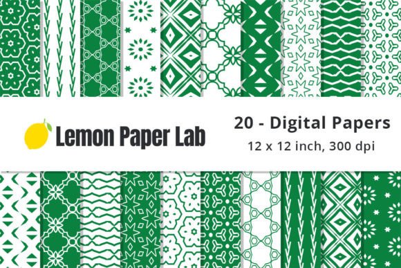 Green White Geometric Digital Patterns: A Versatile Design Asset for Creative Projects