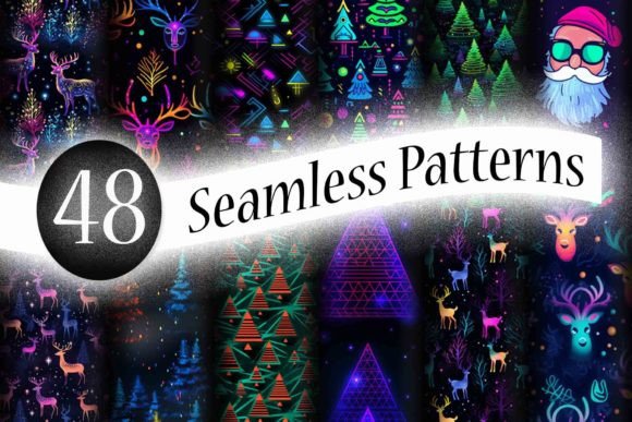 Neon Christmas Seamless Patterns: A Radiant Addition to Holiday Design Projects