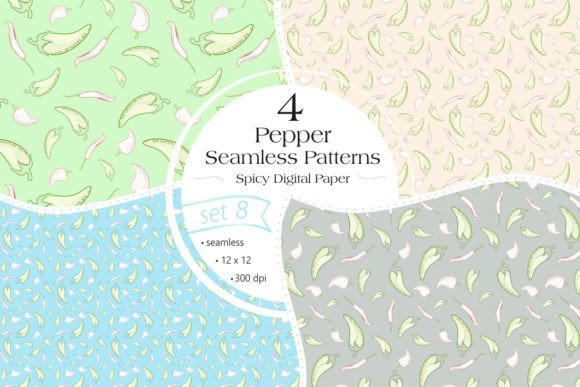 Pepper Seamless Patterns - Set 8