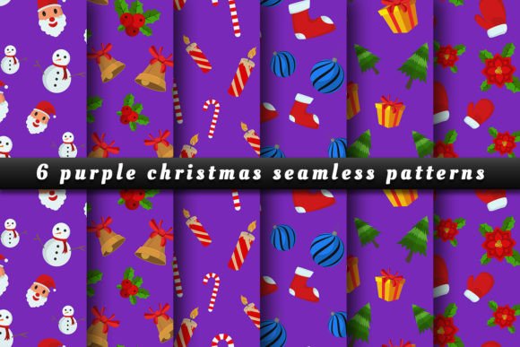 Purple Christmas Seamless Patterns