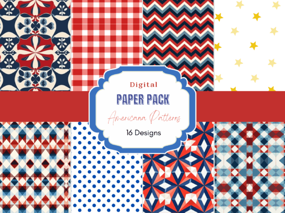 Red, White, Blue Patterns Digital Paper: A Versatile Tool for Americana-Inspired Creations