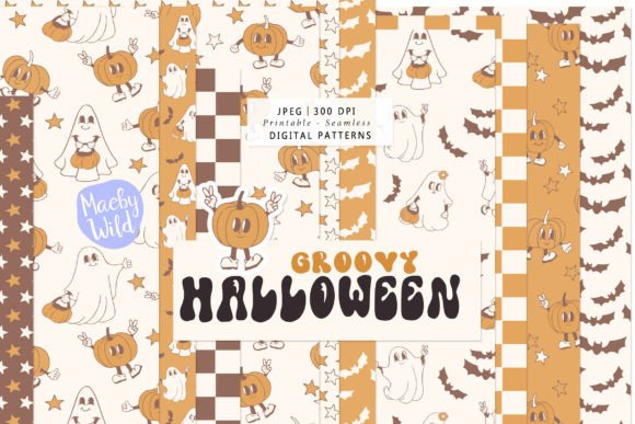 Retro Cartoon Halloween Patterns