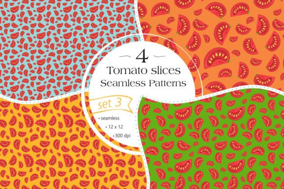 Tomato Slices Seamless Patterns - Set 3: A Versatile Digital Paper Pack for Creative Projects