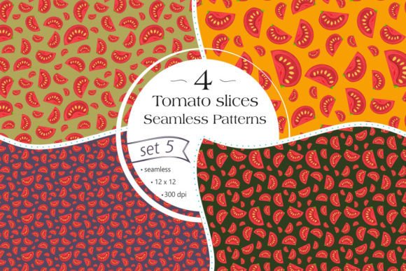 Tomato Slices Seamless Patterns - Set 5: A Versatile Digital Paper Pack for Creative Projects