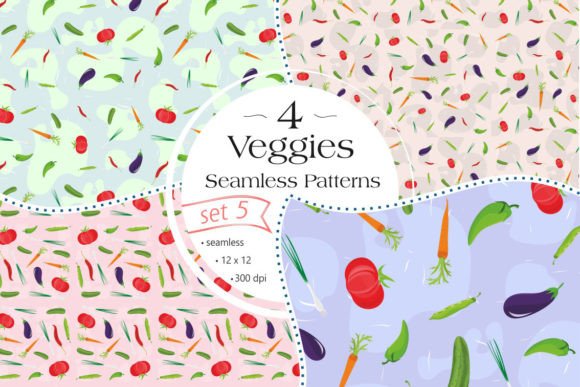 Veggies Seamless Patterns - Set 5: A Versatile Digital Resource for Creative and Practical Projects