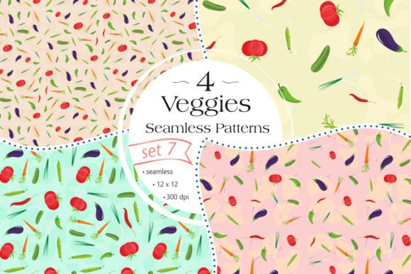 Veggies Seamless Patterns - Set 7