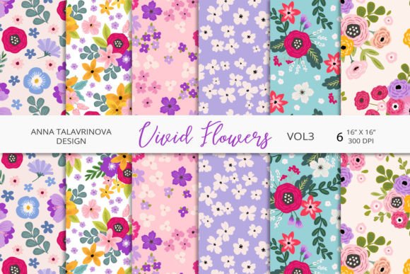 Vivid Flowers Seamless Patterns VOL3: A Versatile Design Resource for Creative Projects